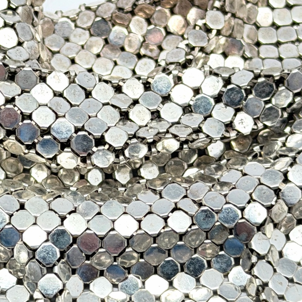 Vintage Whiting & Davis Silver Mesh Bib Necklace Draped Scarf Statement Piece - Picture 4 of 14